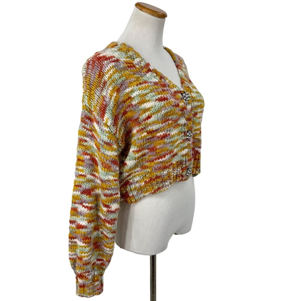 Wild Fable Multicolored Rhinestone Button Front Cardigan Knit| Boho Indie Sleaze - Picture 6 of 16